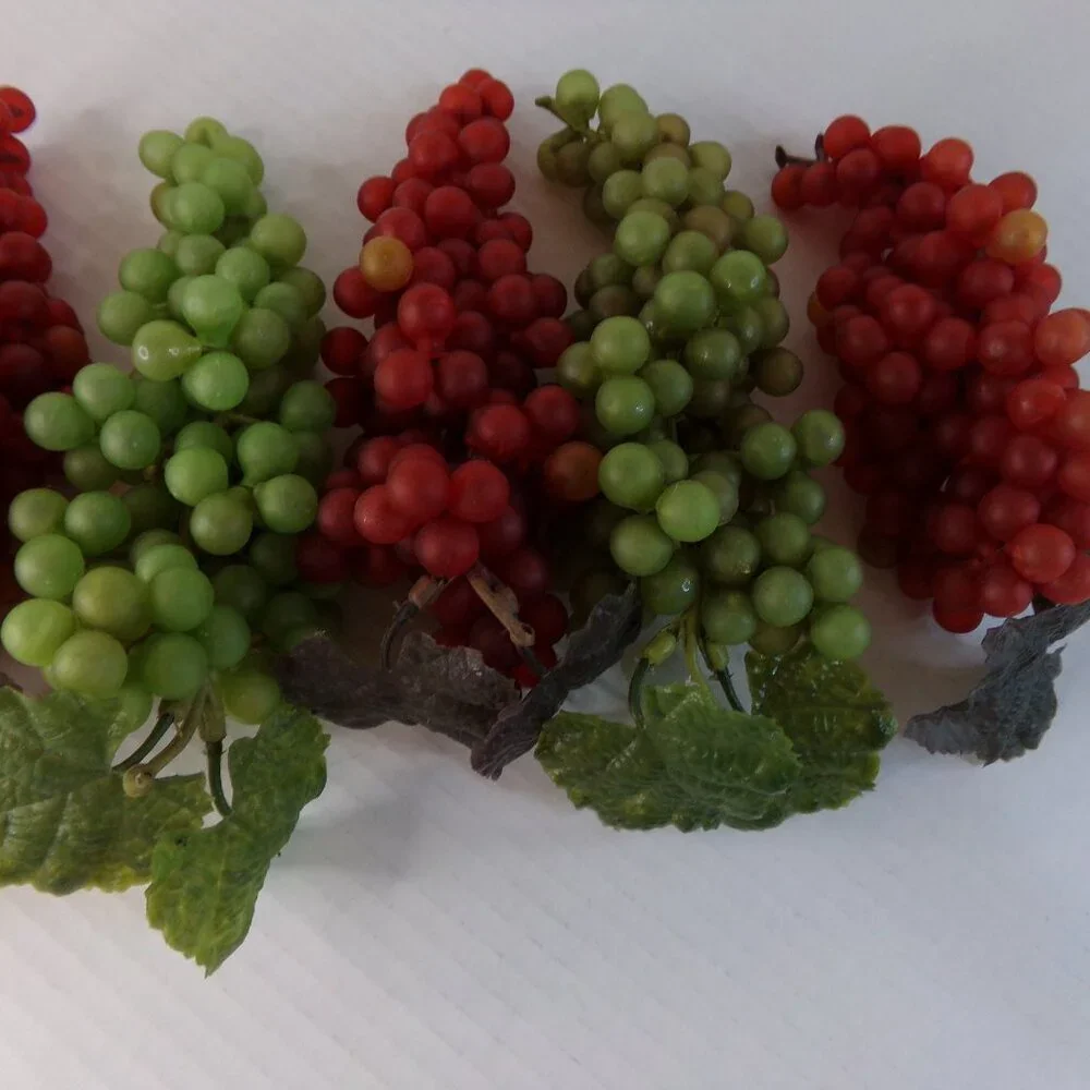 Plastic Rubber Artificial Decorative Grapes 6 Bunches Pods Faux